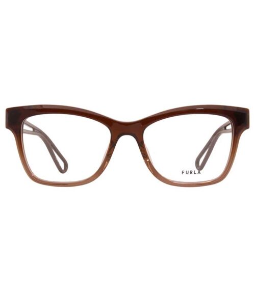 Rama ochelari FURLA VFU438 06PB este o rama din acetat cu contur intreg, ovala, de culoare maro cu accente si degrade. Este prevazuta cu brate anti-alunecare, tampoane integrate pentru nas și balamale de ultimă generație pentru o potrivire stabilă, dar flexibilă.