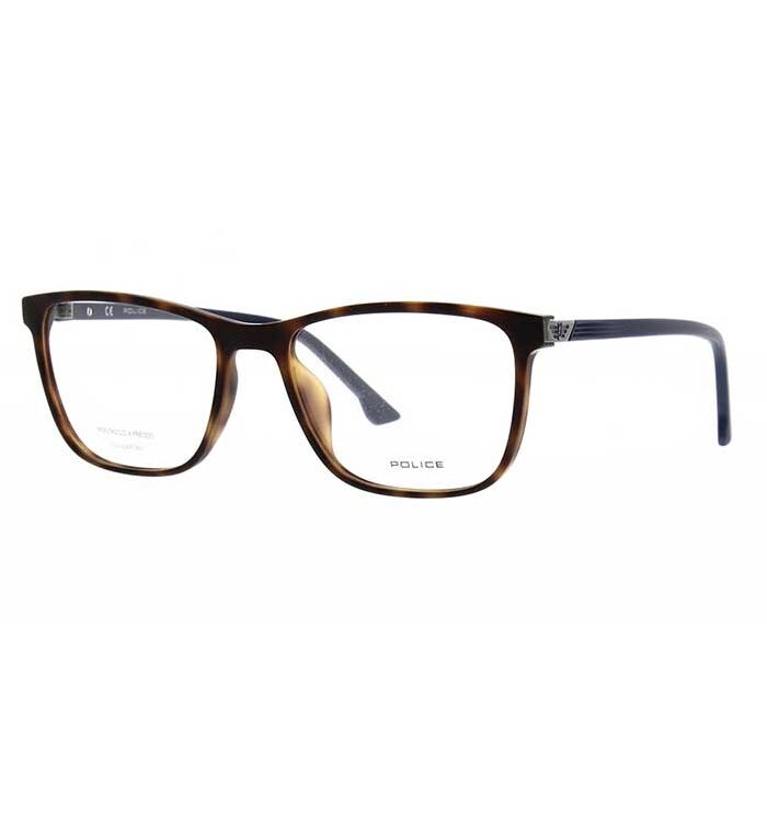 Rama ochelari POLICE VPL952 03AZ este o rama din plastic cu contur intreg, dreptunghiulara, de culoare maro havana si albastru potrivita pentru barbati.